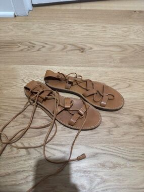 Madewell Women’s Tan Lace-Up Leather Sandals